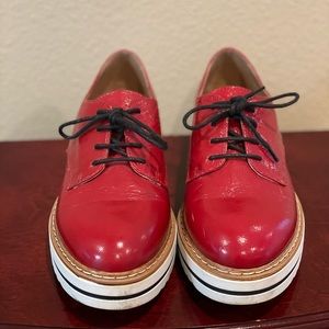 Red Leather Women's Loafers